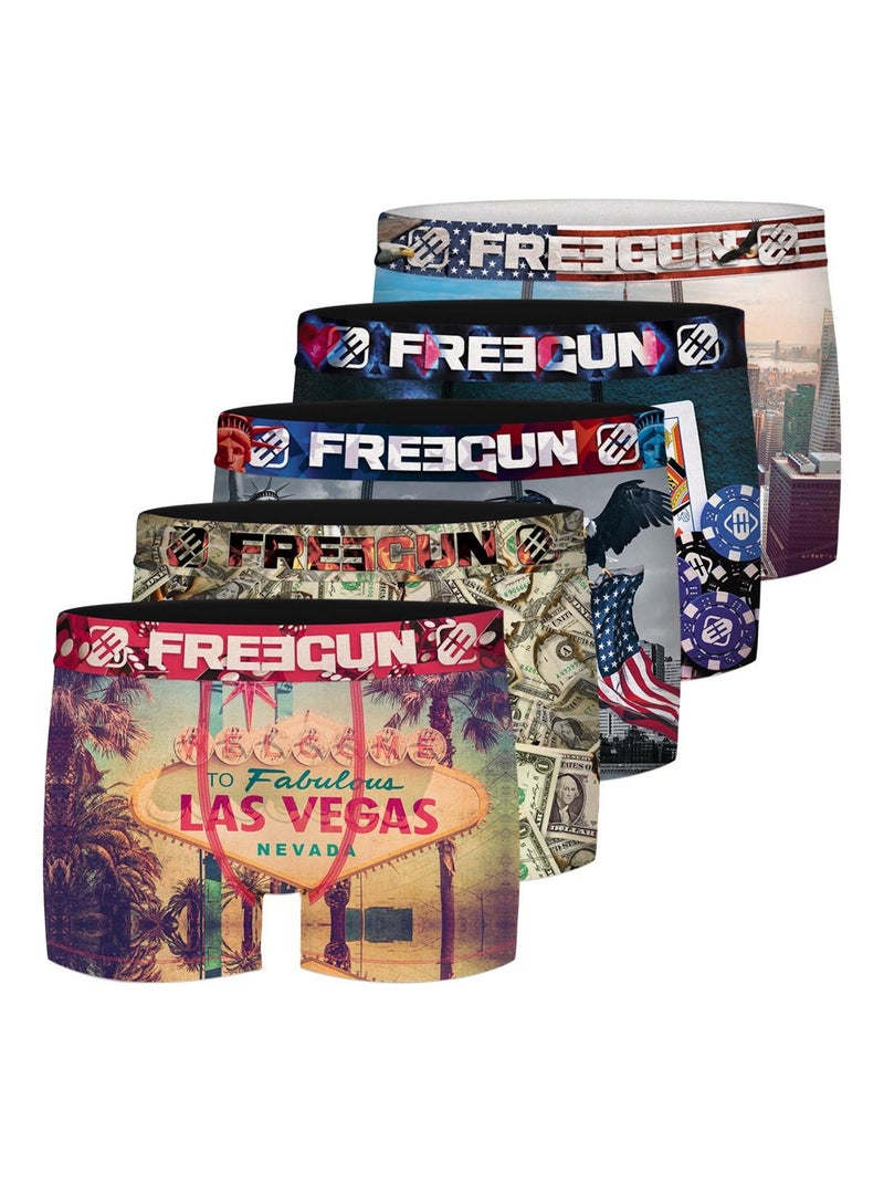 Lot de 5 boxers homme US Freegun Bleu - Kiabi
