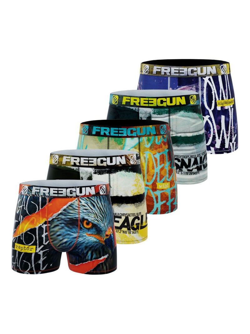 Lot de 5 boxers homme Wild Animals Freegun Bleu - Kiabi