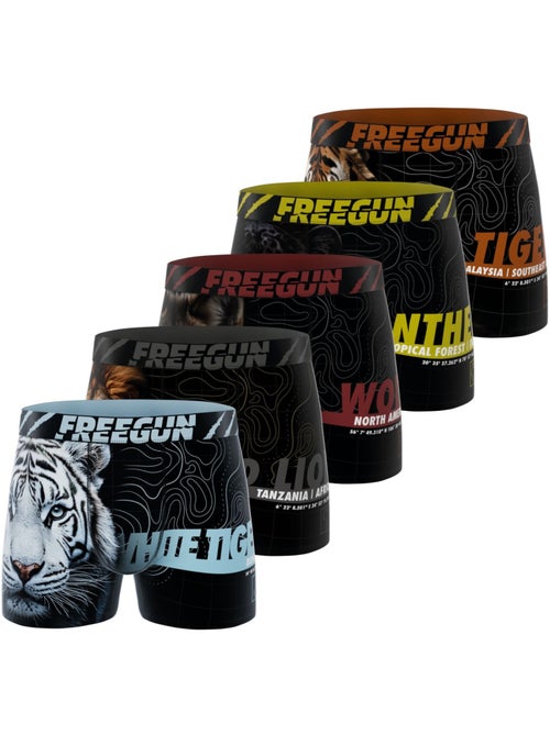 Lot de 5 boxers homme Wild Life Freegun - Kiabi