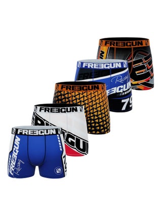 Lot de 5 Boxers microfibre Homme Racing Freegun