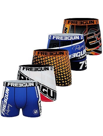 Lot de 5 Boxers microfibre Homme Racing Freegun