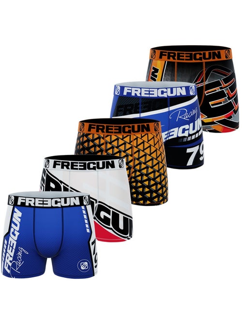 Lot de 5 Boxers microfibre Homme Racing Freegun - Kiabi