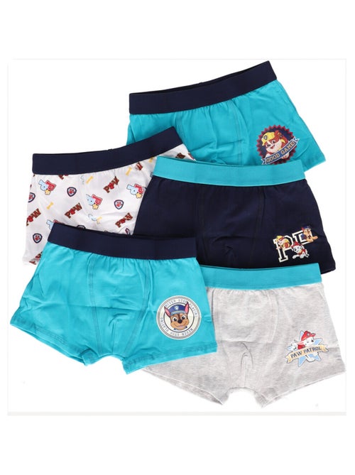 Lot de 5 boxers Pat Patrouille 4/5 ans - Garçon - 95% Coton/5% Elasthanne - Kiabi Lot de 5 boxers Pat Patrouille 4/5 ans - Garçon - 95% Coton/5% Elasthanne - Kiabi