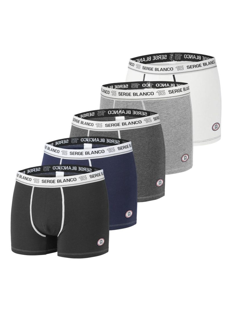 Lot de 5 Boxers Serge Blanco coton homme Class' Serge Blanco Noir - Kiabi