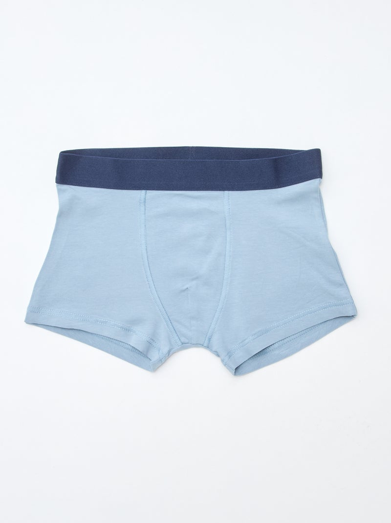 Lot de 5 boxers unis ou imprimés Bleu - Kiabi