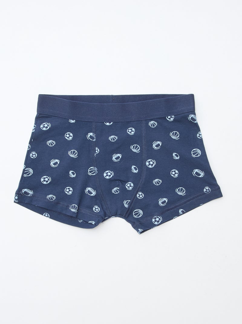 Lot de 5 boxers unis ou imprimés Bleu - Kiabi
