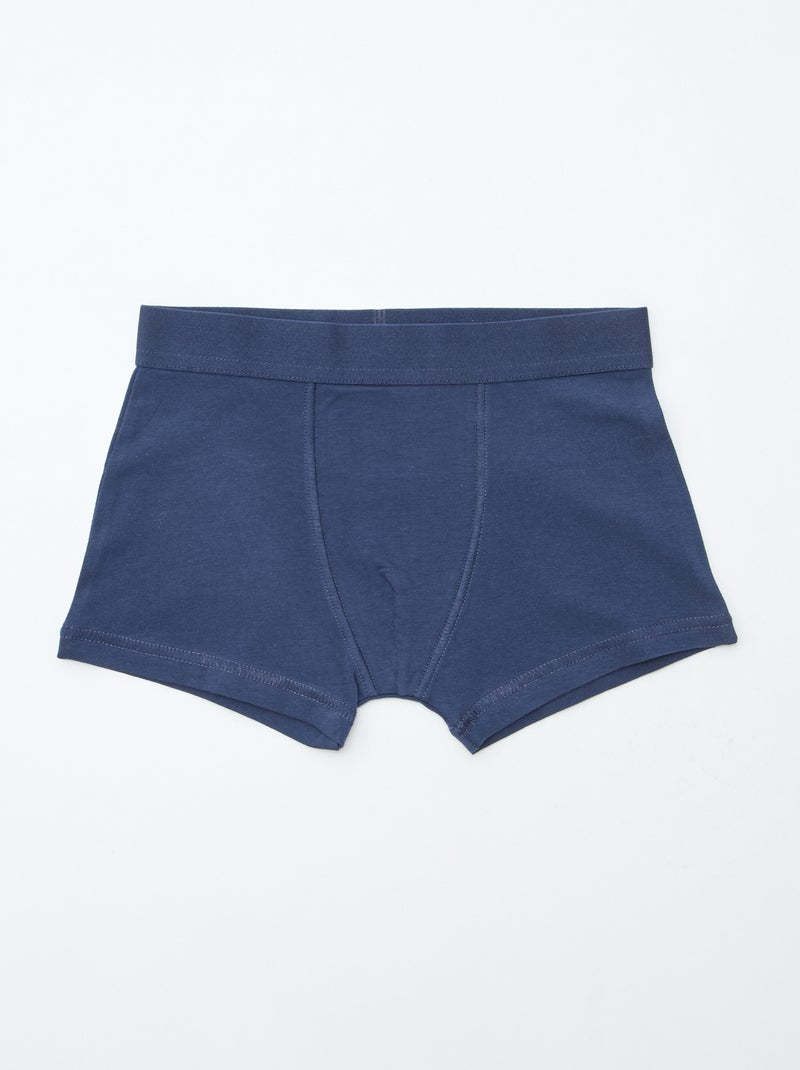 Lot de 5 boxers unis ou imprimés Bleu - Kiabi