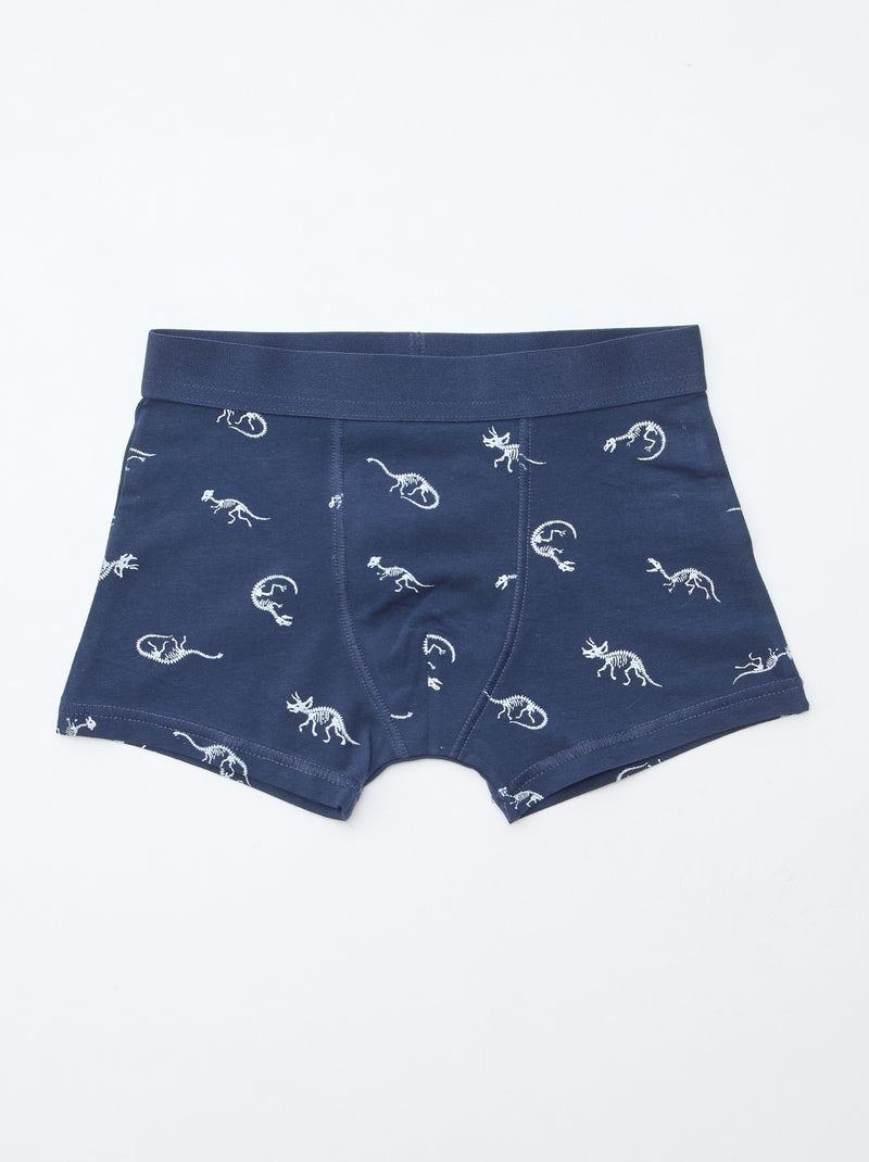 Lot de 5 boxers unis ou imprimés Bleu - Kiabi