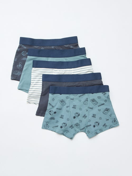 Lot de 5 boxers unis ou imprimés - Kiabi