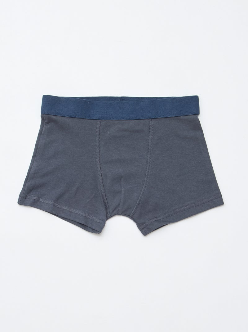 Lot de 5 boxers unis ou imprimés Gris - Kiabi