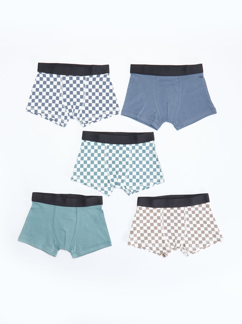 Lot de 5 boxers unis ou imprimés Gris - Kiabi