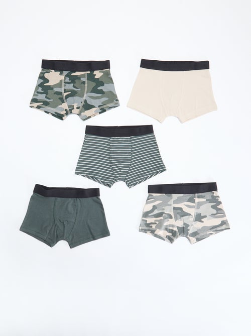 Lot de 5 boxers unis ou imprimés - Kiabi