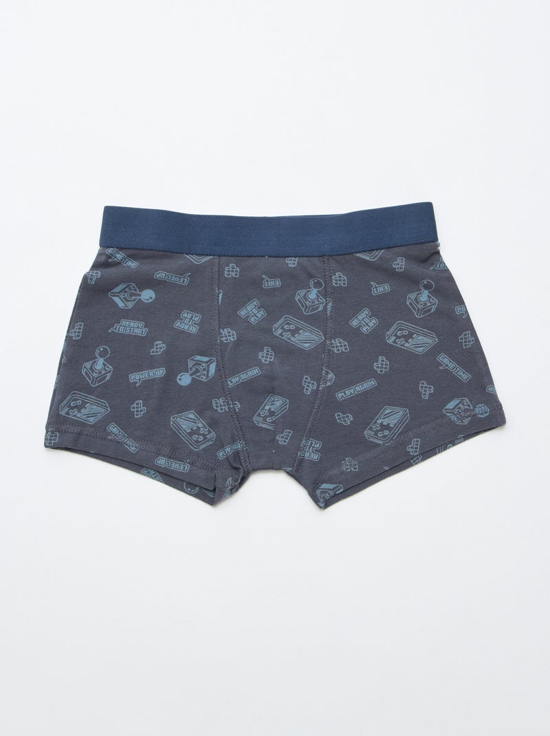 Lot de 5 boxers unis unis et imprimés Gris - Kiabi