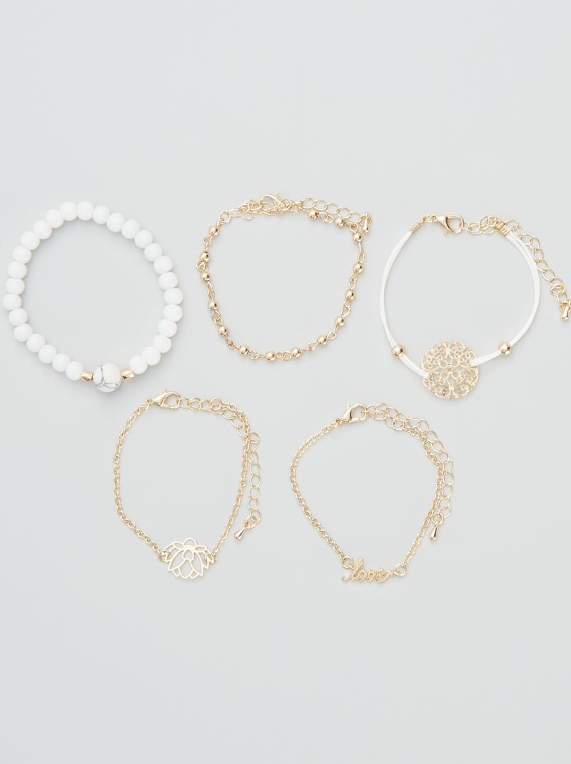 Lot de 5 bracelets Blanc - Kiabi