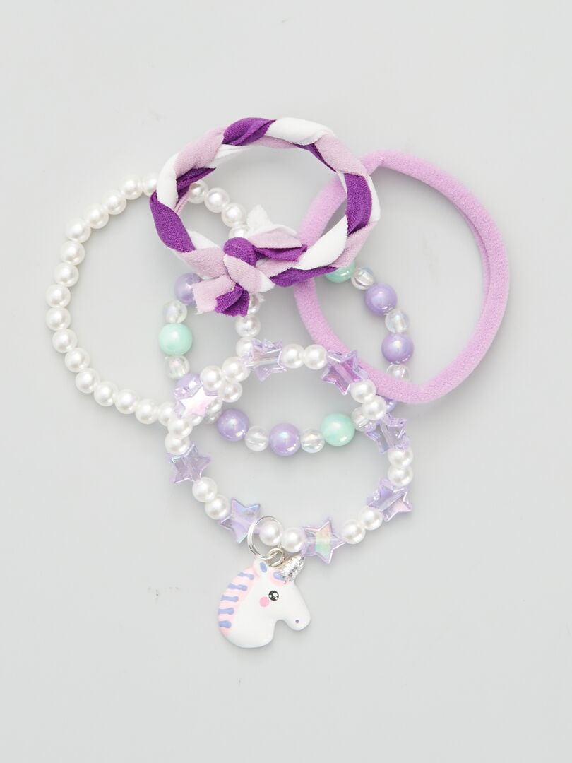 Lot de 5 bracelets 'Licornes' Violet - Kiabi