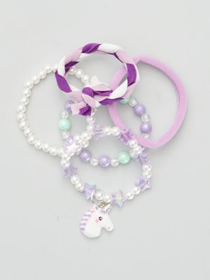 Lot De 5 Bracelets Perles Blanches élastiques Pour Femme - ABS Hypoallergénique, Pour Mariage, Fête, Quotidien