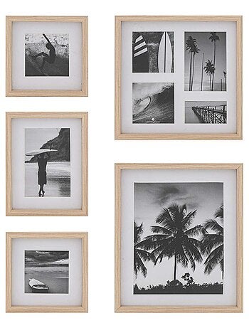 Lot de 5 cadres photos en bois