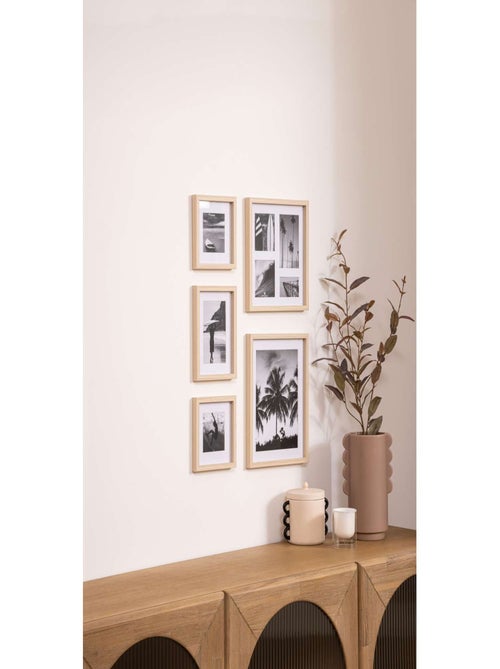 Lot de 5 cadres photos en bois - Kiabi