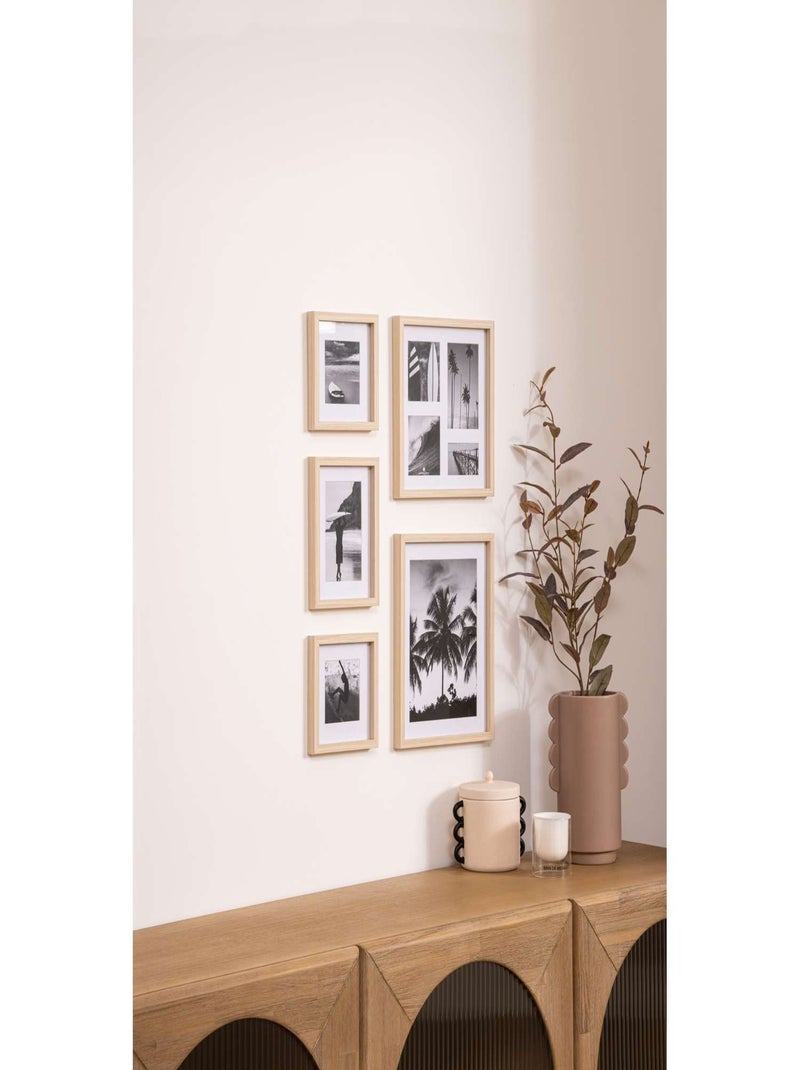 Lot de 5 cadres photos en bois ERIN Beige - Kiabi