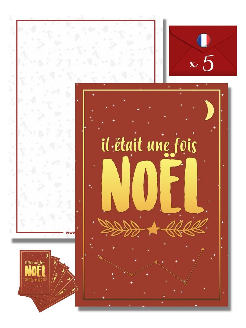 Lot De 5 Cartes De Vœux Pour Noël | Il Était Une Fois Noël | Cartes De Vœux Enveloppes Comprises N/A - Kiabi