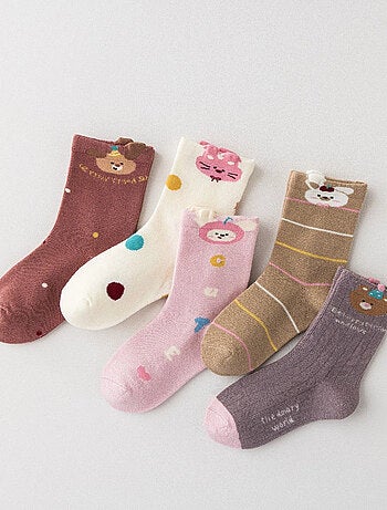 Lot de 5 Chaussettes Animaux en Fête Enfants
