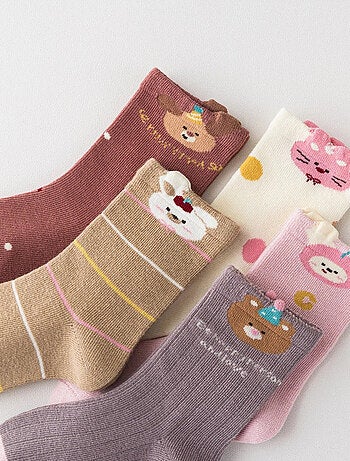 Lot de 5 Chaussettes Animaux en Fête Enfants