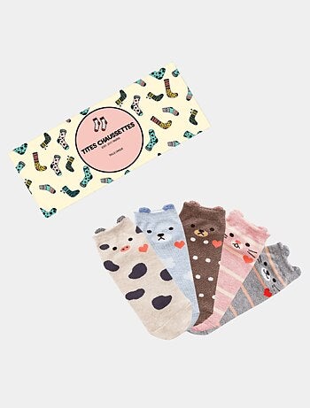 Lot de 5 Chaussettes Animaux Oreilles