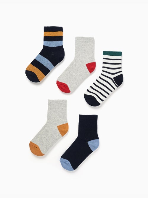 Lot de 5 chaussettes avec détails contrastés - Kiabi