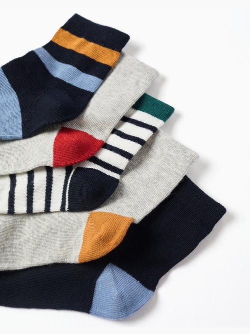 Lot de 5 chaussettes avec détails contrastés - Kiabi