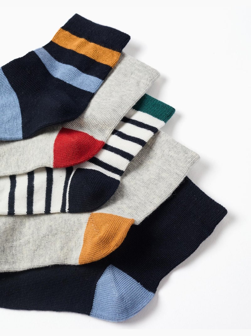 Lot de 5 chaussettes avec détails contrastés Bleu Gris - Kiabi