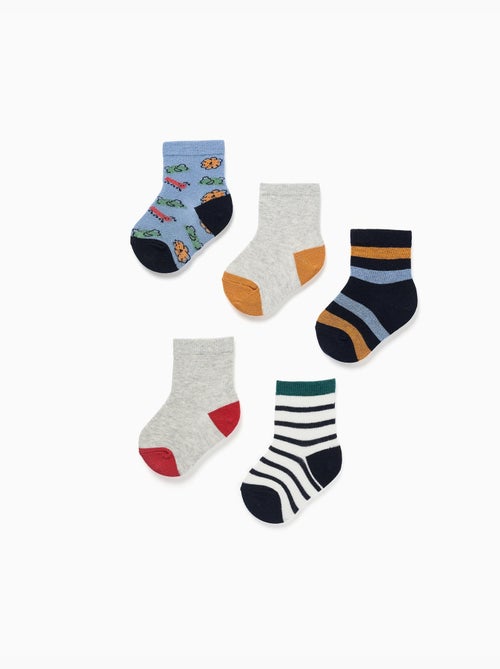 Lot de 5 chaussettes avec détails contrastés - Kiabi