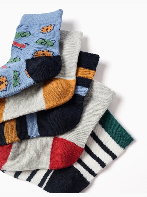 Lot de 5 chaussettes avec détails contrastés - Kiabi
