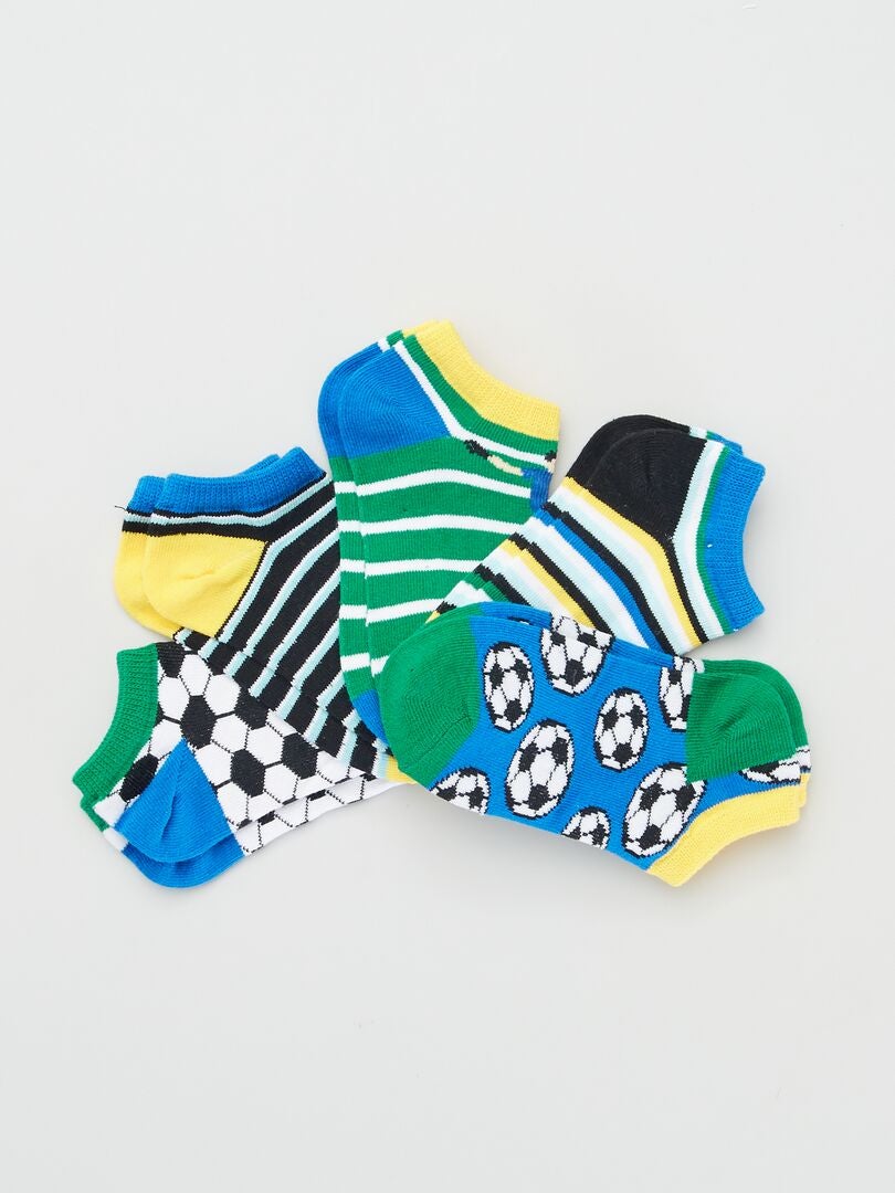 Lot de 5 chaussettes avec imprimé vert/bleu - Kiabi