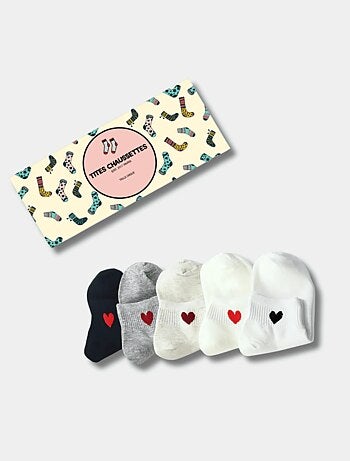 Lot de 5 Chaussettes Basses Coeur Côté