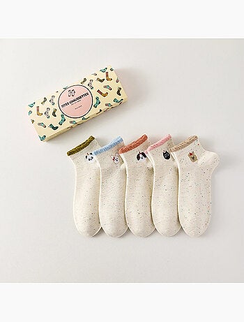 Lot de 5 Chaussettes Basses Têtes Animaux