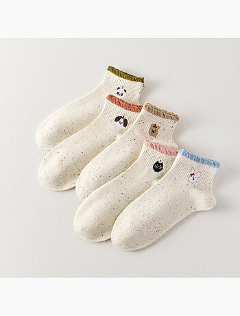 Lot de 5 Chaussettes Basses Têtes Animaux