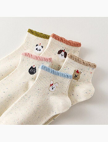 Lot de 5 Chaussettes Basses Têtes Animaux
