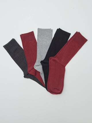 Lot de 5 chaussettes côtelées