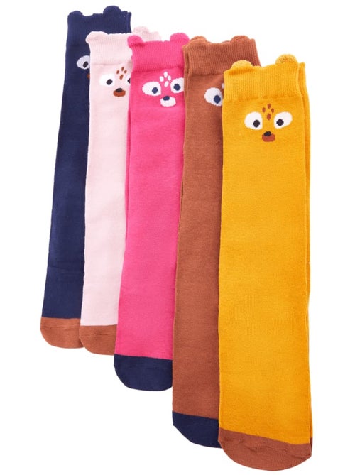 Lot de 5 chaussettes coton enfant motifs animaux - vidaxl - Kiabi
