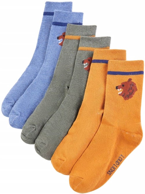 Lot de 5 chaussettes coton enfant motifs ourson et rayures - vidaxl - Kiabi