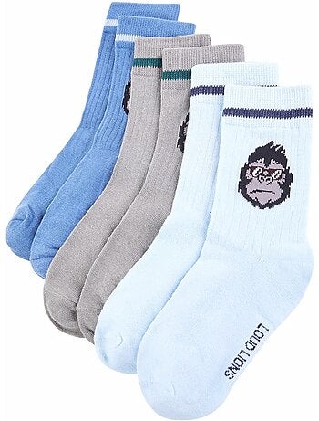 Lot de 5 chaussettes coton enfants rayures et gorille - vidaxl