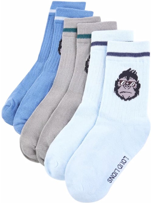 Lot de 5 chaussettes coton enfants rayures et gorille - vidaxl - Kiabi