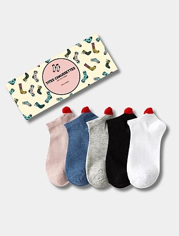 Lot de 5 Chaussettes Coup de Coeur Unies Rouge