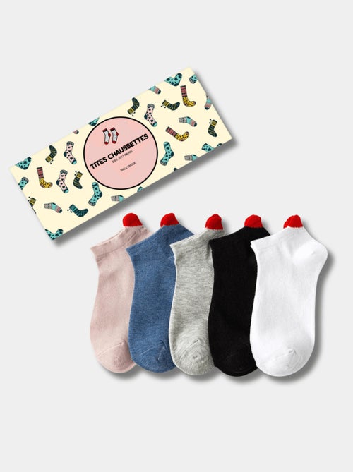 Lot de 5 Chaussettes Coup de Coeur Unies Rouge - Kiabi