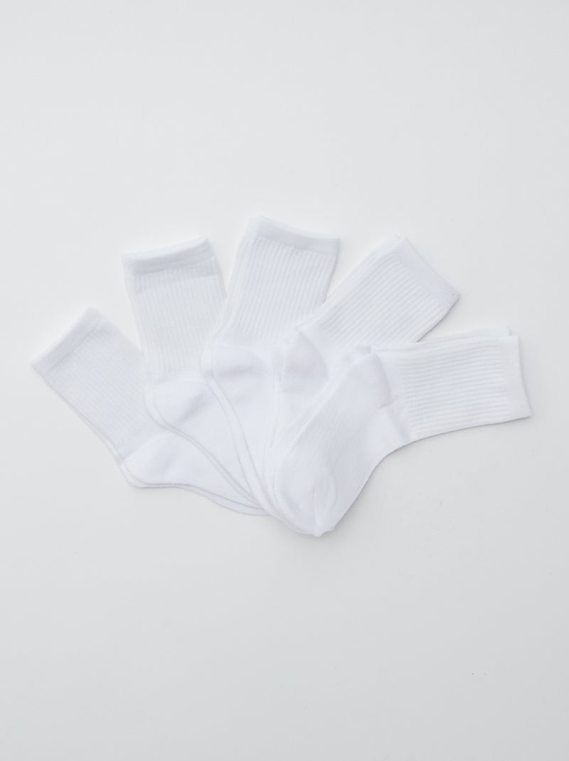 Lot de 5 chaussettes de sport Blanc - Kiabi