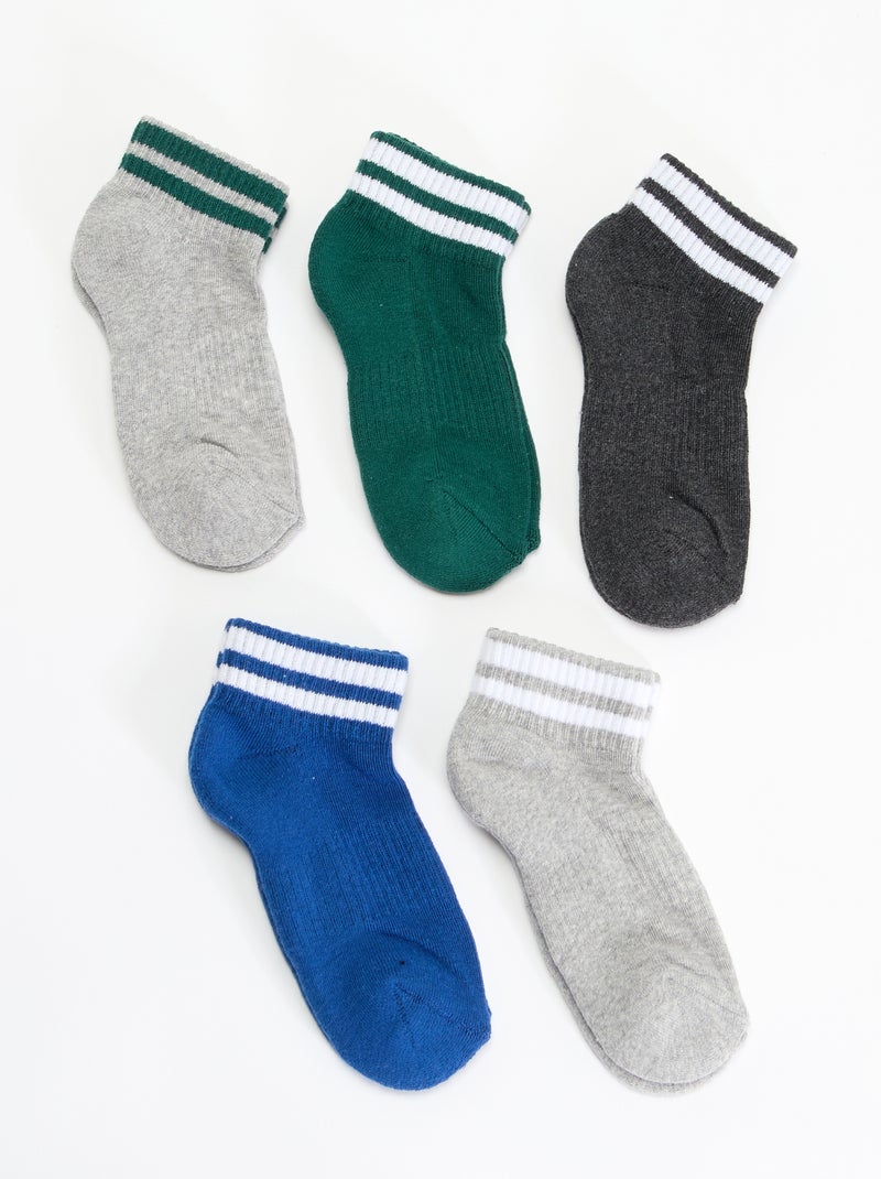 Lot de 5 chaussettes de sport Gris - Kiabi
