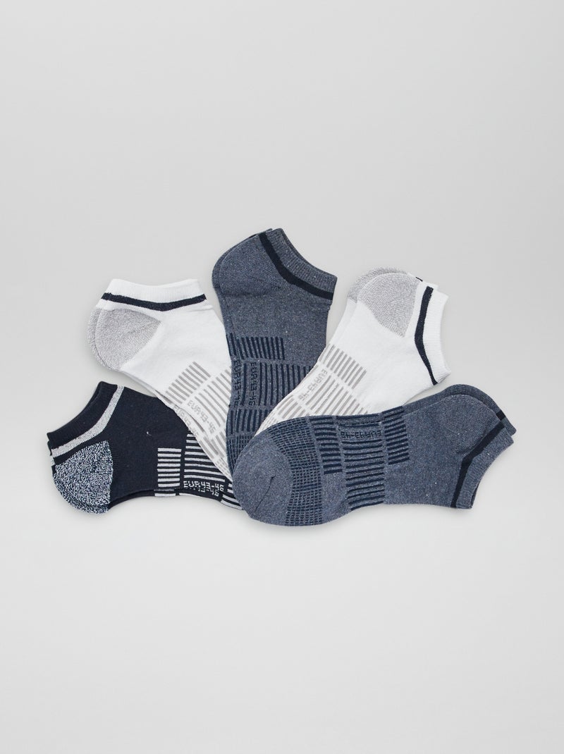 Lot de 5 chaussettes de sport invisibles Bleu - Kiabi