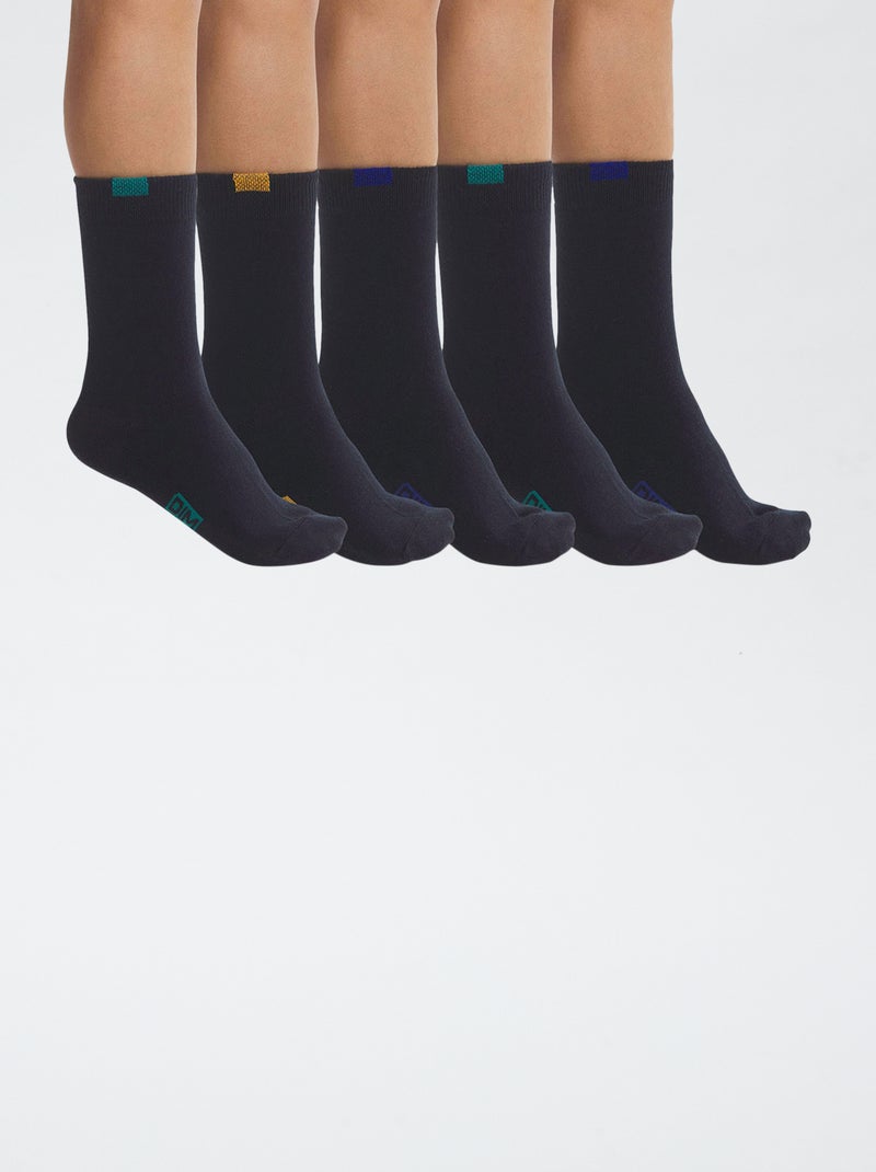 Lot de 5 chaussettes 'Dim' Bleu - Kiabi