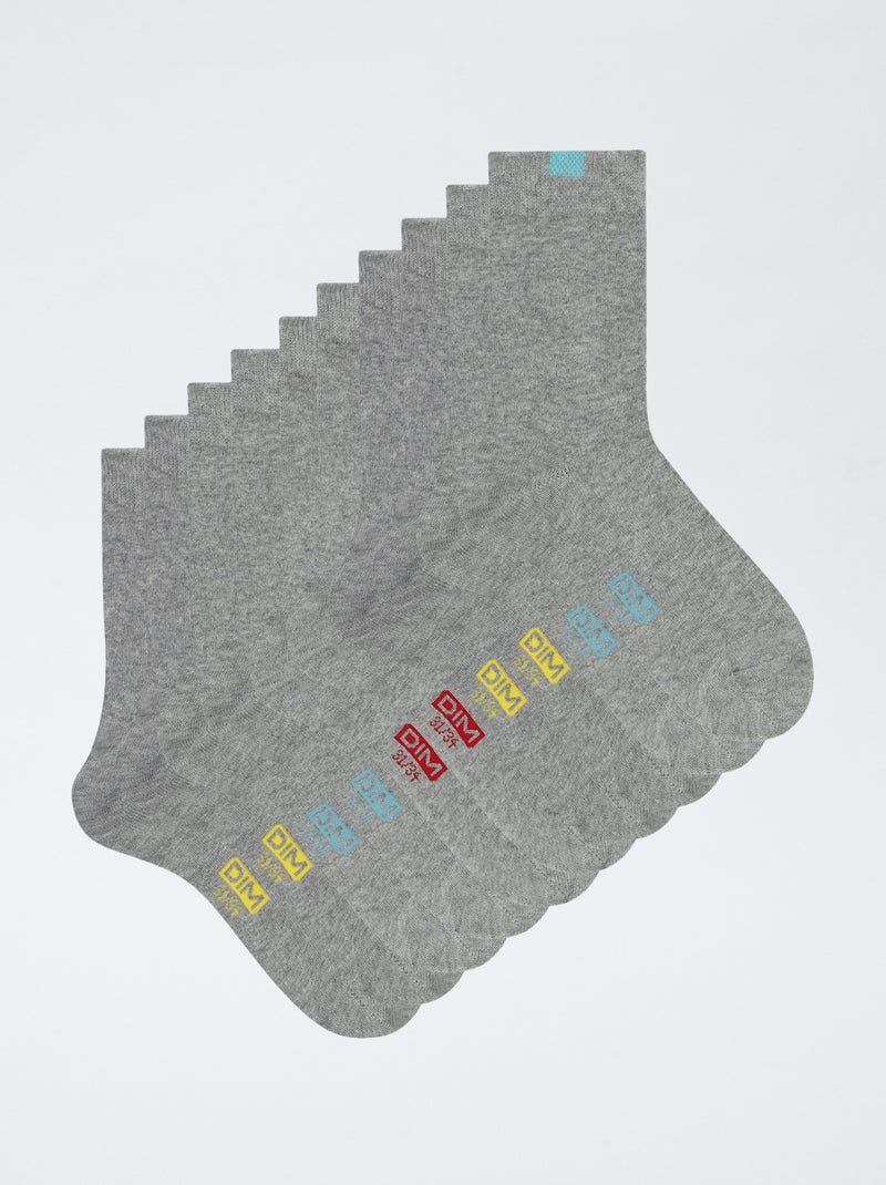 Lot de 5 chaussettes 'Dim' Gris - Kiabi