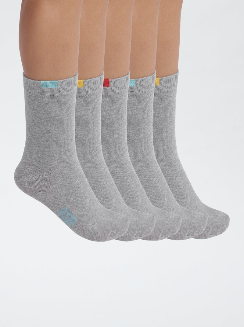 Lot de 5 chaussettes 'Dim' Gris - Kiabi